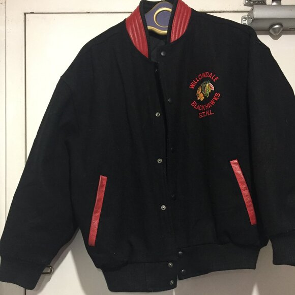 VINTAGE WILLOWDALE BLACKHAWKS VARSITY BOMBER JACKES SIZE M - Picture 5 of 9